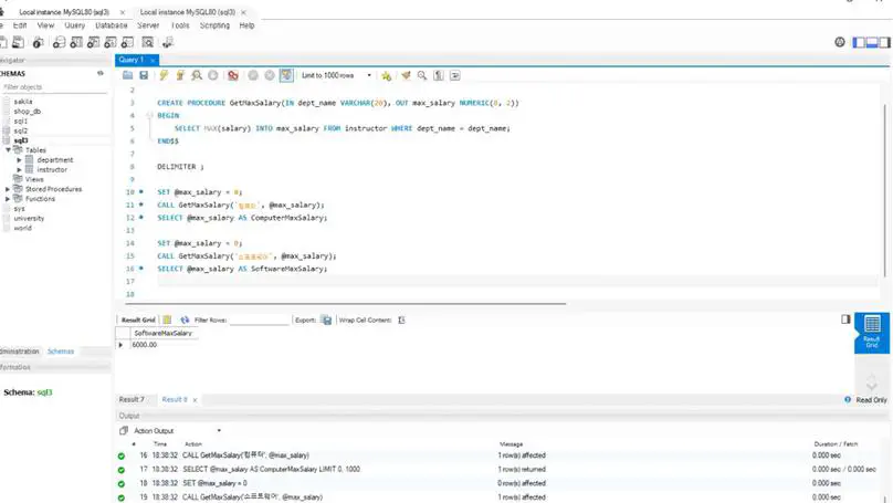Create a function in mySQL and run the procedure